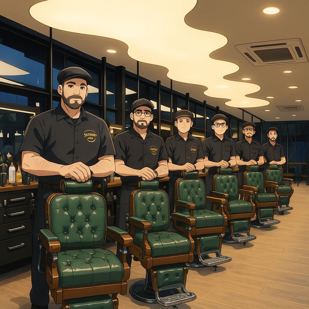 Ilustração da equipe da New Orleans Barbearia